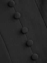 Button-Front Puff-Sleeve Mini Dress