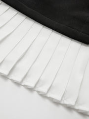 Pleated Hem Panel Asymmetric Metal Detail Mini Dress