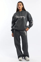 Grey Track Pants Wide Leg