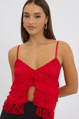 Red Singlet Top Lace