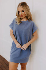 Cafe Meetup Vintage Wash T-Shirt Dress in Riverside