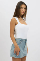 White Sleeveless Top With Trims And Bow