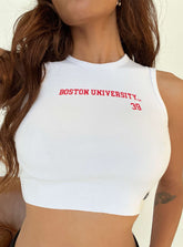 Boston University Cutoff Tank Top White