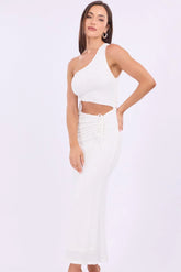 White Bodycon Dress One Shoulder Maxi