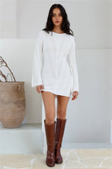 Soulful Nights Long Sleeve Mini Dress White