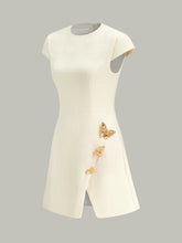 Butterfly Embellished Cap Sleeve Dress