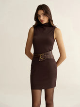 Turtleneck Sleeveless Mini Dress without Belt