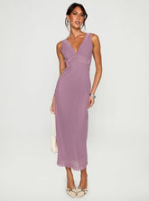 Between The Lines Lace Trim Maxi Dress Purple