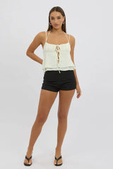 White Tie Front Cami Halter Neck Sleeveless