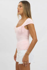 Pink Supersoft Tank Scoop Neck Ribbon