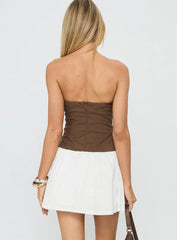 Sicialia Strapless Mini Dress Brown / White