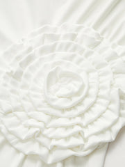 One-Shoulder Ruched Dress With Rosette Detail