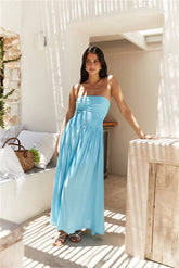 On the Shores Strapless Maxi Dress Blue