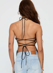 In The End Tie Back Top Black