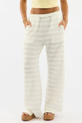 White Wide Leg Pant Lace