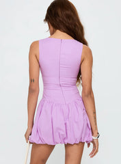 Cicely Bubble Hem Mini Dress Lilac