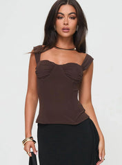 Kyrie Longline Corset Top Brown