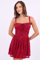Red Mini Dress Burn Out