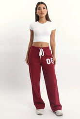 Red Track Pants Wide Leg