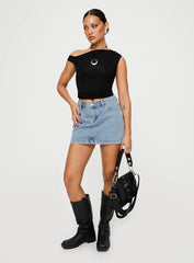 Nickei Denim Mini Skirt Light Wash