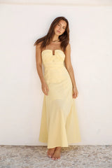 Sunshine Bliss Strapless Maxi Dress Yellow