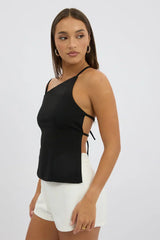 Black Singlet Top Backless