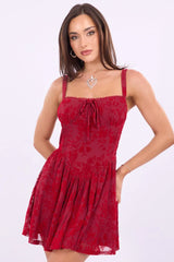 Red Mini Dress Burn Out