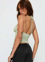 Norwalk Plunge Neck Top Sage