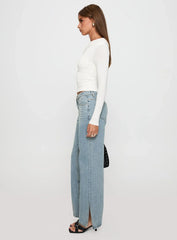 White Mustang Side Split Jean Light Blue