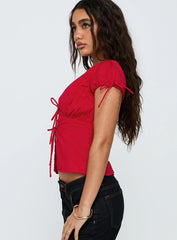 Incomparable Pleated Bust Top Red