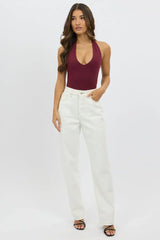 White Straight Jeans High Rise