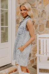 Park Days Ahead Vintage Wash Mini Dress in Light Wash