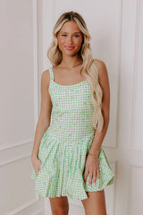 French Market Stroll Athleisure Mini Dress in Lime