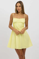Yellow Fit And Flare Dress Poplin Mini