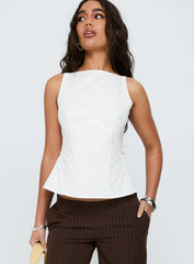 Inner Glow Open Back Top White