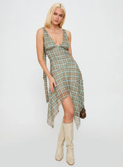 Blaize Asymmetrical Midi Dress Multi Check