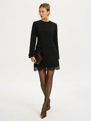 Lace Trim Tailored Mini Dress