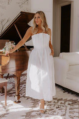 Night At The Gala Jacquard Midi in White