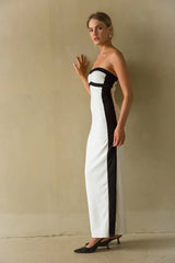 Meredith Strapless Contrast Bodycon Midi Dress