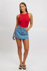 Denim Denim Skort High Rise