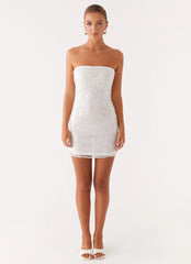 Moorey Beaded Mini Dress - White Silver