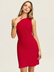 Scalloped Knit Mini Dress