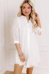 Feeling Posh Eyelet Mini Dress in White