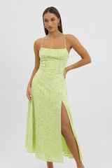 Green Maxi Dress Jacquard Lace