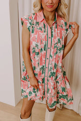 Artistic Flow Button Down Mini Dress in Green