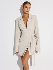 Double-Breasted Belted Blazer Dress
