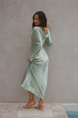 Forget Me Not Satin Maxi Dress Sage