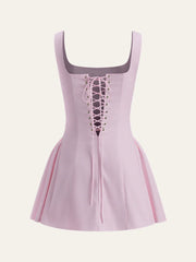 Polka Dot Lace-Up Back Dress