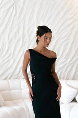 Moonlight Dancer Off Shoulder Maxi Dress Black