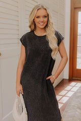 Beach Daydream Vintage Wash Midi Dress in Vintage Black